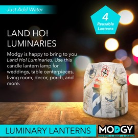 MODGY Luminary Lanterns Candle Holder Decorative Indoor Outdoor Decor, Plastic Candle Lantern Lamps for Wedding Table Centerpiece Porch 4-Pack, with Flameless Floating LED Candles, LandHo!