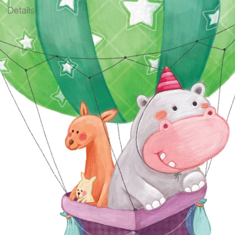 DECOWALL DA-1406 Train and Hot Air Balloons Cars Planes Animals