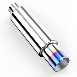 MZS Exhaust Muffler, Stainless Steel Exhaust Tip 18.5" Length 3" Inlet 4" Outlet Universal for Car Sedan SUV Truck Vehicles - Titanium Burnt Tip