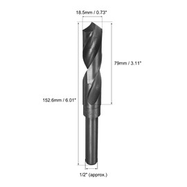 sourcing map 2pcs Reduced Shank Drill Bits 18.5mm Black Nitride Coated High Speed Steel HSS 9341 with 1/2 Inch Straight Shank, Twist Drill Bit for Stainless Steel Alloy Metal Plastic