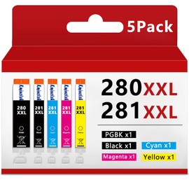 280 281 XXL Ink Cartridges Compatible for Canon PGI 280XXL/281XXL Ink Cartridges for TR8620a TR8620 TR8520 TR8600 TR7520 TS702a TS9520 TS9521C TS6120 TS6220 (5Pack)