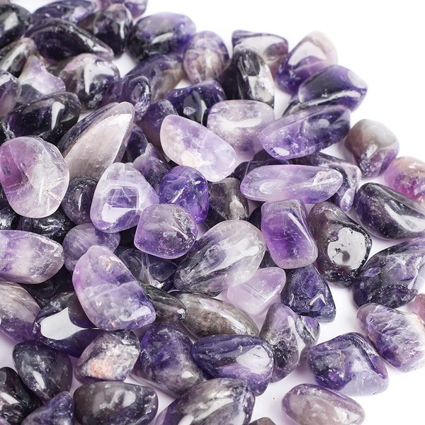 Diyxisk Natural Amethyst Crushed Stone 200 g, Amethyst Stone, Crystal Rubber, Cleaning Stone, Approx. 85 Pieces, Garden Aquarium Decoration, Landscape, Flower Bed, Vase, DIY Home Decoration (Purple)