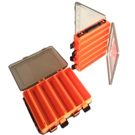 Hiro World Trade Tackle Box Reversible Set of 2 Fishing Tackle Lure Case Orange Worm Case (2 x 10 Orange)