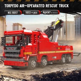 Mould King 19017 Rescue Truck Model Building Blocks Set, Pneumatic Truck with 3 Motors and Remote Control, Vehicle Toy for Kids/Adult Collections Enthusiasts (1653 Pieces)