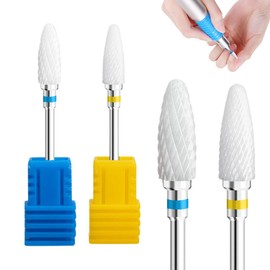 EORPAVU Electric Nail Drill Bits 2 Piece Nail Drill Bit Set Nail Clipper Drill Bit Set Ceramic Nail Drill Bit Attachment Corn Shaped Ceramic Drill Bit