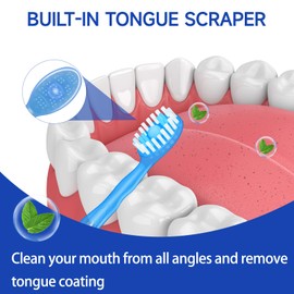 Zirro Disposable Toothbrush, Travel Toothbrush, 5-in-1 Mini Brush with Toothpaste + Floss + Pick + Tongue Scraper for Work or Travel, Oral Care, Individual Packing (Mint Flavor, 26 pcs)