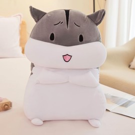 Squish Buddies Hamster Plushie 30cm - Adorable Brown Hamster with Happy Face, Soft Stuffed Animal, Cuddly Plush Toy for Kids and Girls (Grey Happy Face)