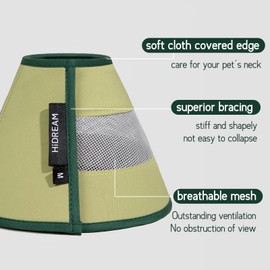 LAVAMOND Breathable Soft Dog Recovery Cone Collar After Surgery, Adjustable Lightweight Elizabethan Collar with Air Mesh for Cats, Protective Collar to Stop Licking for Puppy, Green, M