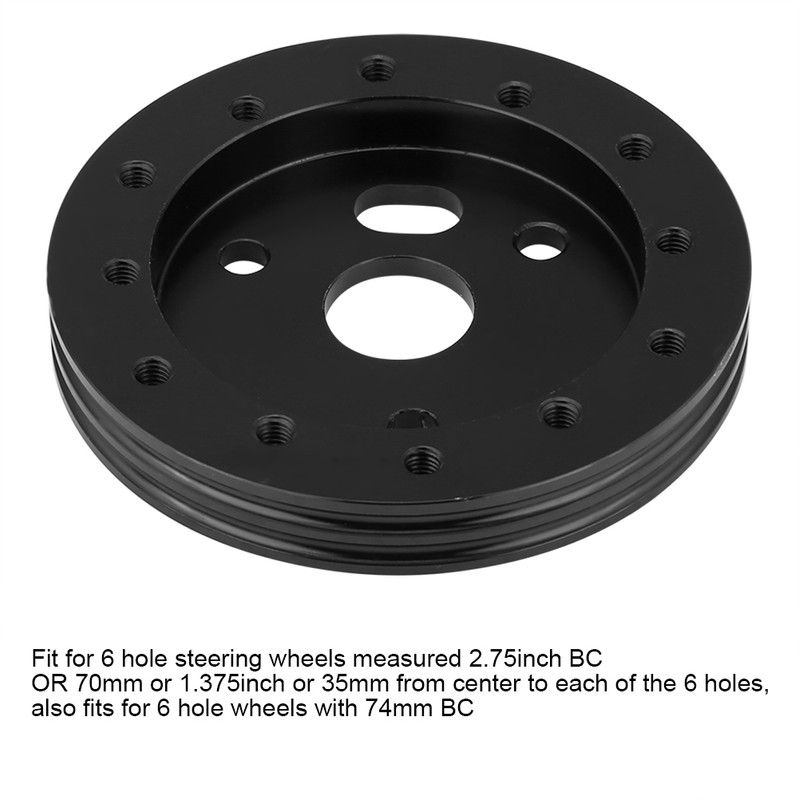 Aluminum Black 0.5 Inch 6 Hole Car Steering Wheel Hub