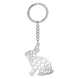 LIKGREAT Creative Stainless Steel Keyring with Cut-Out Rabbit and Turtle Keyring for Men and Women One Size, rabbit