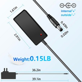 12V 0.5A 500mA Power Supply AC 100~240V to DC 12V 500mA 6W Adapter 12V 0.5A Transformer for CCTV Surveillance System LED Strip Light with 5.5 x 2.5mm 2.1mm Center Positive Tip