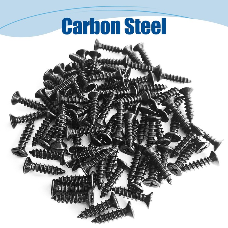 ANCHOREASE M4×50mm Wood Screw 100Pcs, Black Carbon Steel Self Tapping