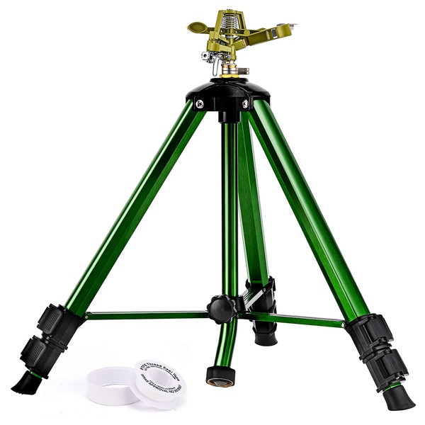 Keten Impact Sprinkler on Tripod Base, Tripod Sprinkler with 300 Degree Large Area Coverage, Extra Tall Heavy Duty Water Sprinkler for Lawn/Yard/Garden
