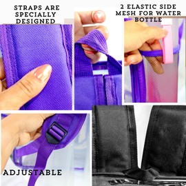 2/2 Pack Clear Backpack Bulk for Students SeeThrough Bag With Keychain Incluide Transparen Stadium Backpack (Black Purple Keychain Letter C Large)