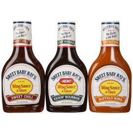 Bundle - 3 Items: Sweet Baby Ray's Buffalo Wing Sauce Trio Variety Pack - Classic Buffalo, Sweet Chili, Kickin' Bourbon
