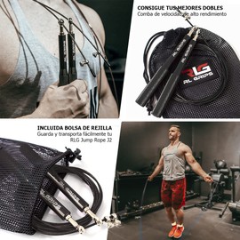 RL Grips® Aluminium Crossfit Skipping Rope with Non-Slip Handle - Skipping Rope with 2 mm Cable - Skipping Rope for Cardio, Jump Rope Gym (Black)
