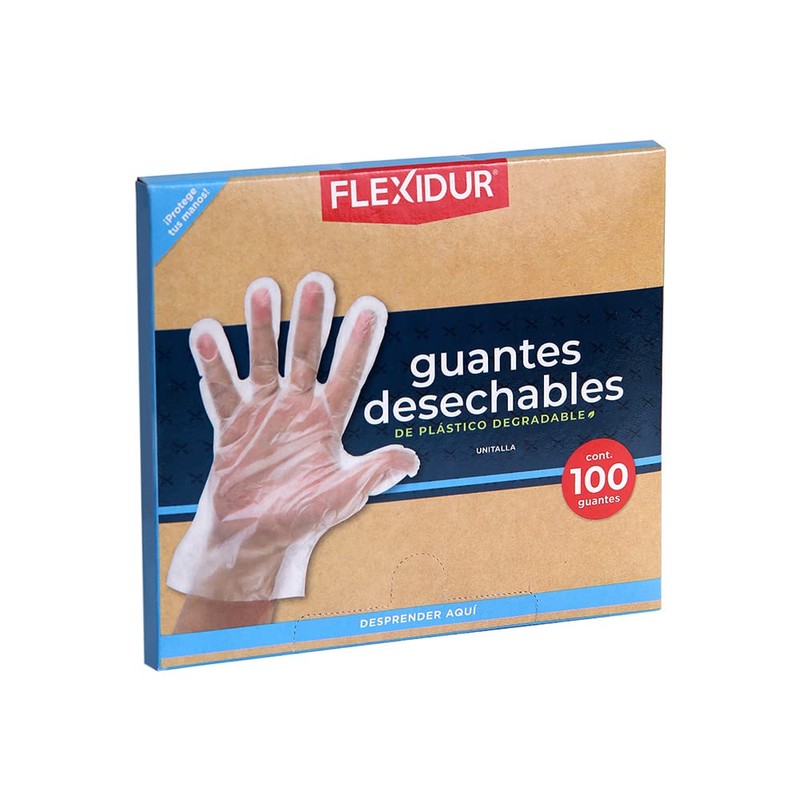 Flexidur | 400 Guantes Desechables Degradables, pack 4 x 100