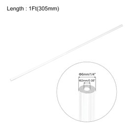 sourcing map 2pcs Clear Rigid Tubing Pipe 2mm ID x 6mm(1/4") OD 1Ft(305mm) Round Plastic Polycarbonate Tube