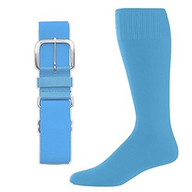 SteelLocker Baseball/Softball Belt & Sock Combo (Small (Youth 12-5, Ladies 4-7), Columbia Blue)