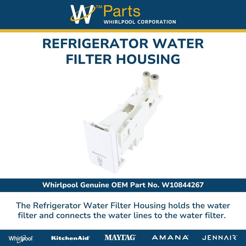 Whirlpool W10844267 OEM Refrigerator Water Filter Housing Replacement Part, White