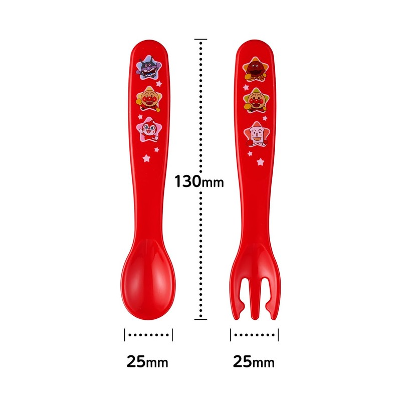 Anpanman Anti-Bacterial Spoon and Fork Set (Red) for Baby's First