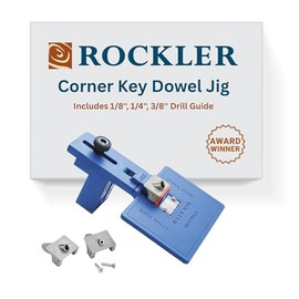 Rockler Corner Key Dowel Jig – Premium Doweling Jig For Decorative Mitered Joints – Dowel Hole Jig w/Molded Reference Lines - Woodworking Jigs Includes 1/8'', 1/4'', 3/8'' Drill Guide– Dowel Tool Kit