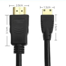 CAMKOO Mini HDMI to HDMI Adapter Cable, HD Flat Panel, DSLR Camera Cable, 10.2Gbps High Speed, 4K@30Hz, 1080p, Ethernet Ready, 6Ft, Black, 1-Pack