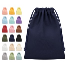 Etercycle Drawstring Bag, Set of 2, Plain, Canvas, 2 Sizes and 18 Colors, Stylish, Cute, Inner Bag, Storage, Travel, Change of Clothes, Storage Pouch, Accessory Pouch, Small Storage, Dark indigo