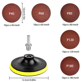 Trendecor 50 PCS 125mm Sanding Discs, 5 Inch Sanding Discs for Angle Grinder with Hook and Loop Backing Pad M14 Threads 40/60/80/120/180 Grit Sanding Pads for Wood Metal Car Polishing