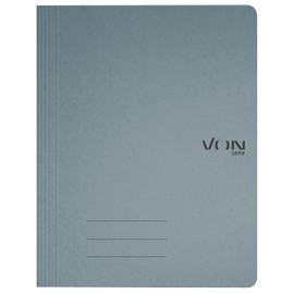 VON Leitz 30130085 Pack of 10 A4 File Folders, Cardboard, with Stapling Mechanism, for 250 Sheets, with Soft Cover, for School, Study and Home, Grey