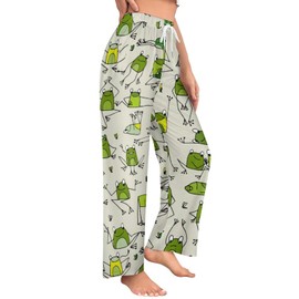 Ysidec Funny Frogs Green Women Lounge Pants Comfy Pajama Bottom Drawstring Sleepwear Long Pajamas Pants S