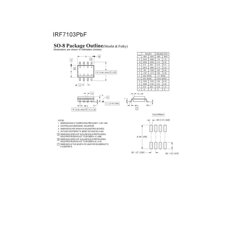 Chanzon IRF7103TRPBF SOP-8 Power MOSFET 3A Transistor SMD Pack of