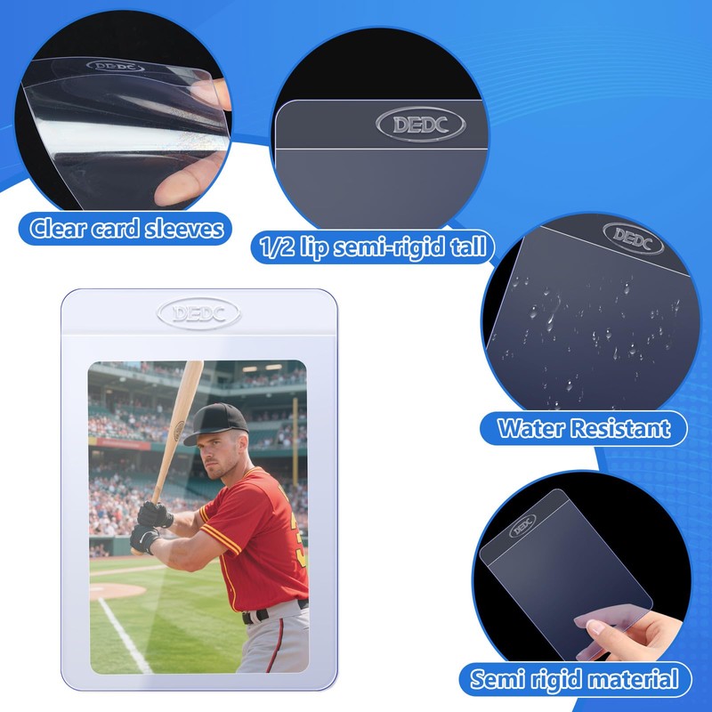 DEDC 100Pcs Semi Rigid Card Holder, Semi Rigid Card Sleeves