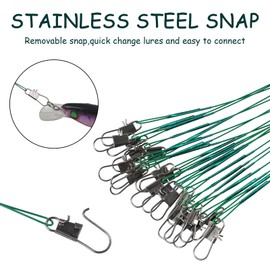 30 Stainless Steel high-Strength Fishing line Guide rods with Swivel Buckles, Used to Connect Fishing Gear, Bait, and Bait Hooks (5.8/7.9/9.7 inches)