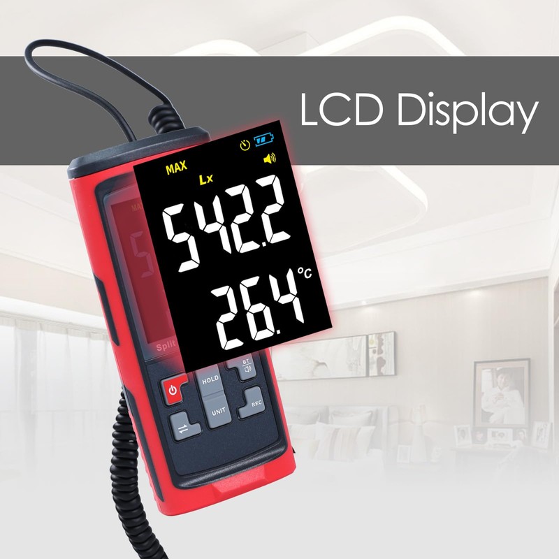 Light Meter Digital Illuminance Meter with Ambient Temperature Measuring and