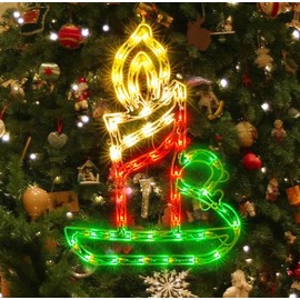 JUSTPRO Christmas Window Silhouette Lights, Lighted Candle Double Sided Decorations with 50 Count Incandescent Mini Light, for Holiday Indoor Wall Door Glass Decor