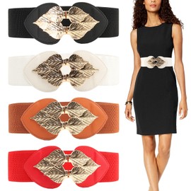 QIUZSE Cinturon Anchos para Mujer, Cinturon Elastico Mujer con Hebilla Metálica, Cinturón Dama de Moda Casual. Cinturones Tipo Corsé Adecuados para Decoración de Vestidos, Vaqueros Faldas. (4)