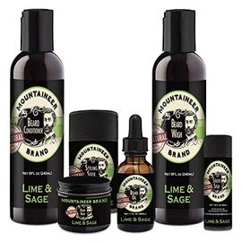 Mountaineer Brand BIG Beard Bundle | Beard Wash, Conditioner, Balm, Oil, Stache Stick, Styling Stick for Men | Cleans, Hydrates Wiry Beards | Leaves Hair Soft and Manageable | Lime & Sage Scent