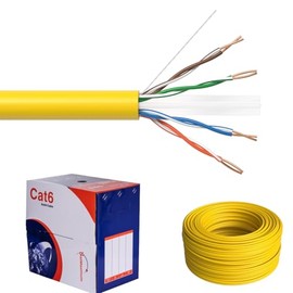 SATMAXIMUM CAT6 Cable 1000ft Pull Box Solid Ethernet LAN UTP Cable 23AWG 550Mhz RJ45 Network CCA Copper Clad Aluminum Wire Bulk (Yellow)