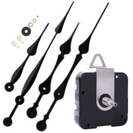 EMOON High Torque Long Shaft Clock Mechanism Kit Replacement Movement with 2 Pairs of 12 Inch Long Spade Hands,Black (Total Shaft Length 7/8 in)