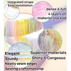 LILF Premium Fringe Tinsel Garland for Party Decorations Foil Metallic Tassels Banner Party Streamers for Birthday Wedding Graduation Christmas Home Decor (Macaroon Rainbow)