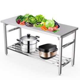 24 x 60 Inches Stainless Steel Work Table for Prep & Work, Folding NSF Heavy Duty Commercial Food Prep Worktable with Adjustable Undershelf for Kitchen Prep Work