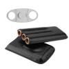 Crocodile Grain Faux Leather 3 Tube Cigar Travel Case Holder