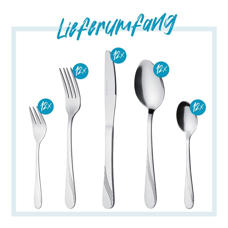 GRÄWE Stralsund Series Cutlery Set for 12 People, 60 Pieces,