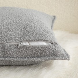 Mandioo Set of 2 Decorative Cushion Covers, Woven Textured Sofa Cushion Covers, Decorative Cushion Covers, Super Soft, Premium, Simple Design, Throw Cushion Cover for Bedroom, Living Room, Light Grey,