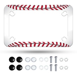 Motorcycle Baseball License Plate Frame Baseball Enthusiast Stainless Steel Material Funny Motorbike License Plate Holder Motorcycle Accessories 7" X 4" Inch