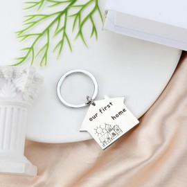 Adorable Stainless Steel House Shaped Keychain with 'our First Home' Pendant, Perfect Keychain Accessories for Couples and New Home Gifts. Cute Keychain for Keys, Ideal Good Luck Gifts for Women