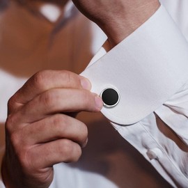 Tomovely 4 Pairs Men's Cufflinks Classic Cufflinks Accessories Cufflinks Tailcoat Shirt Wedding Groom Cufflinks Business Silver Black Gift Set for Men