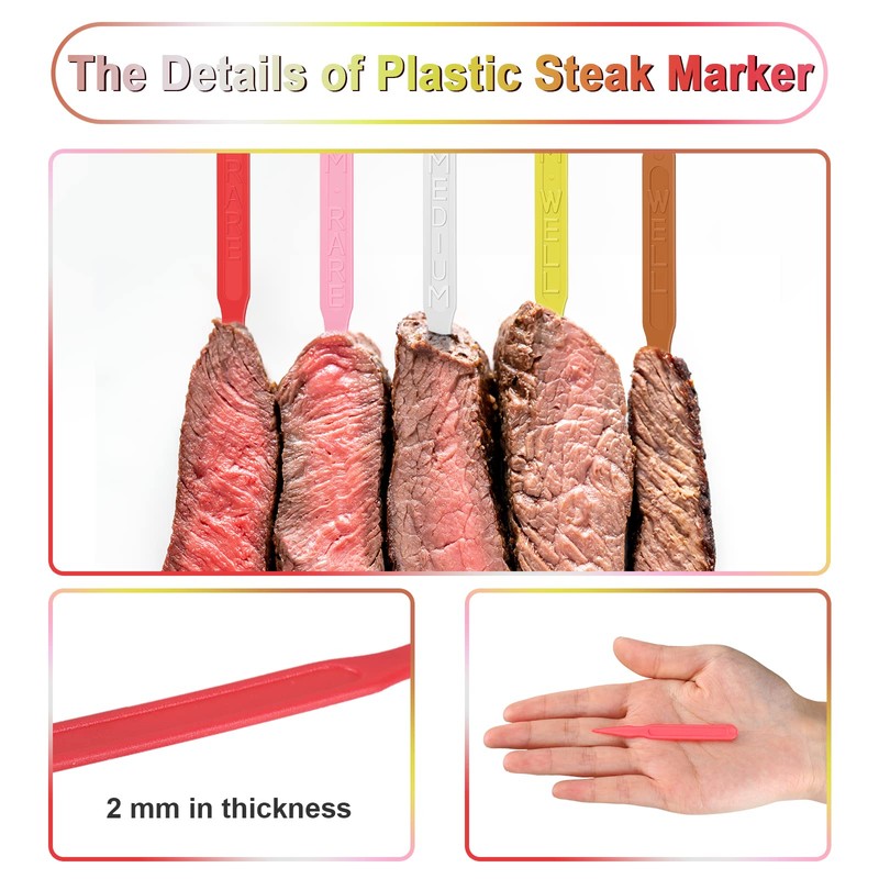 Geetery 1000 Pcs 3" Plastic Steak Marker Plastic Meat Doneness