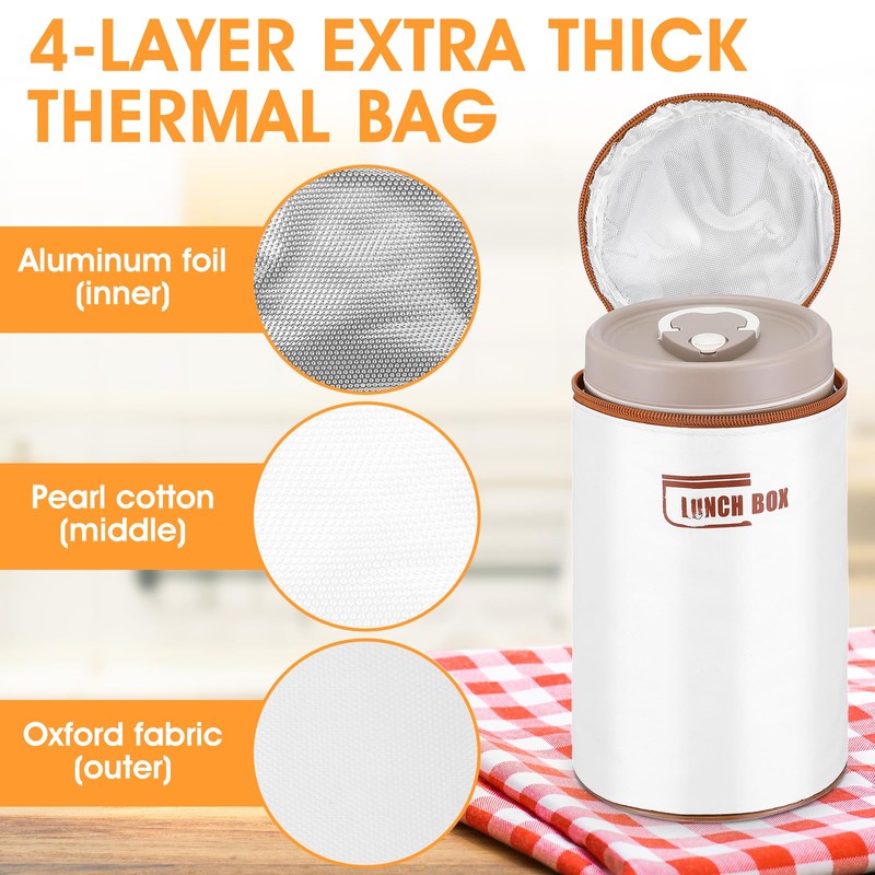 mekueeex 3 Pcs Portable Insulated Lunch Container Set for Adult,